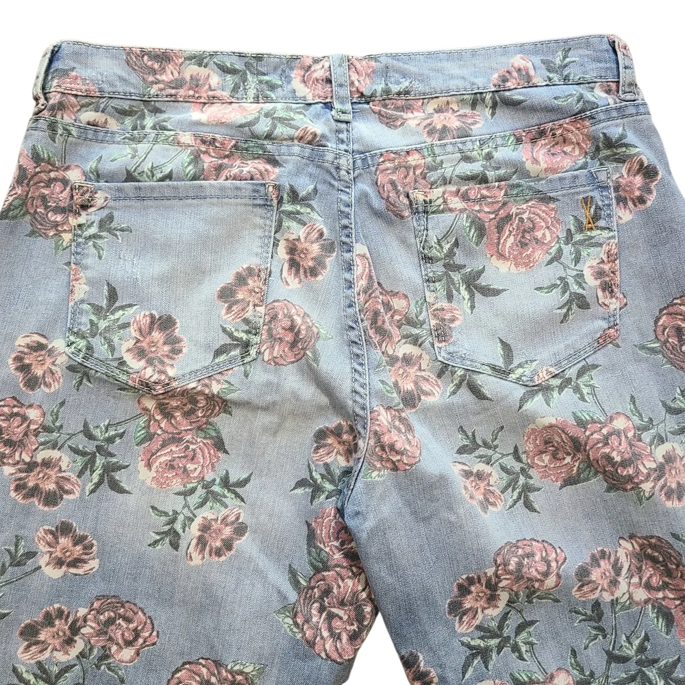 Vintage America Floral Skinny Jeans Rose Print Denim Women 10 Cottagecore Spring - Picture 5 of 11